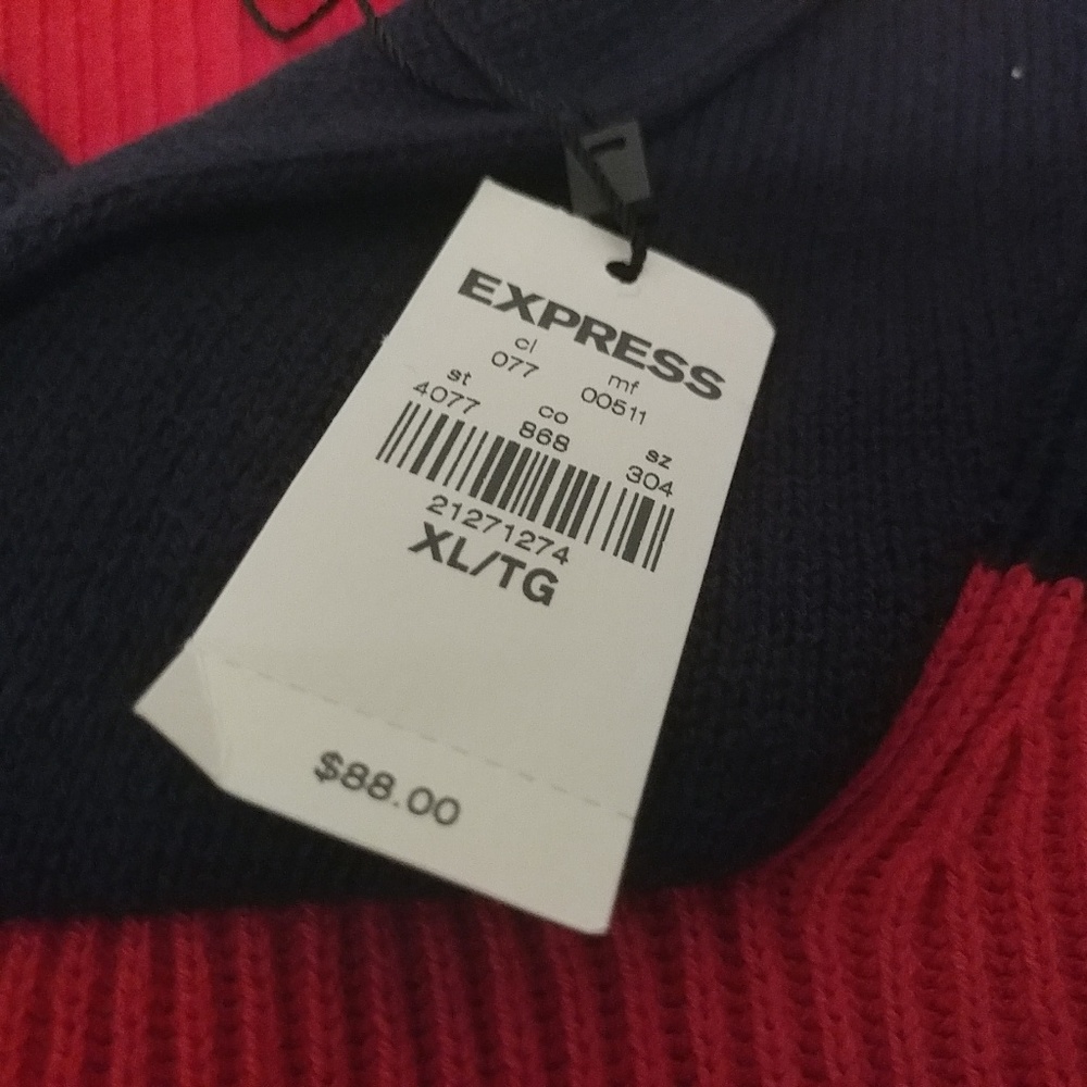 Mens striped shawl collar sweater XL👌